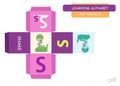 ÃÂ¡ut and glue the cube: Letter S. Educational game for kids. Cute zoo alphabet a-z in vector for children. Letter S